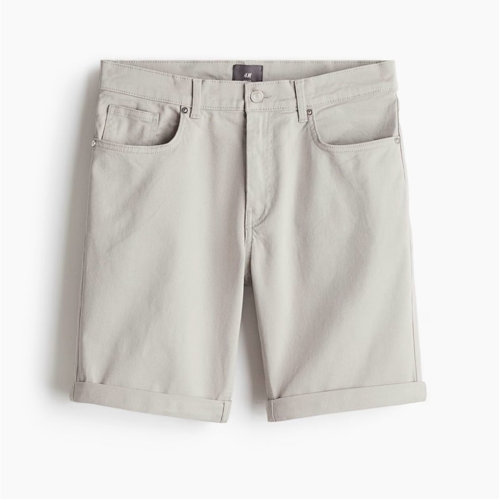 H&M Men's Gray Slim Fit Twill Shorts